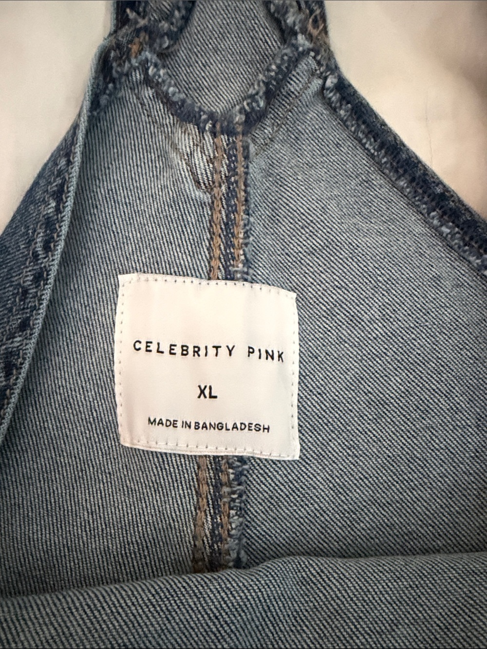 Celebrity Pink Distressed Blue Denim Overalls with Ripped Knees - Picture 5 of 6